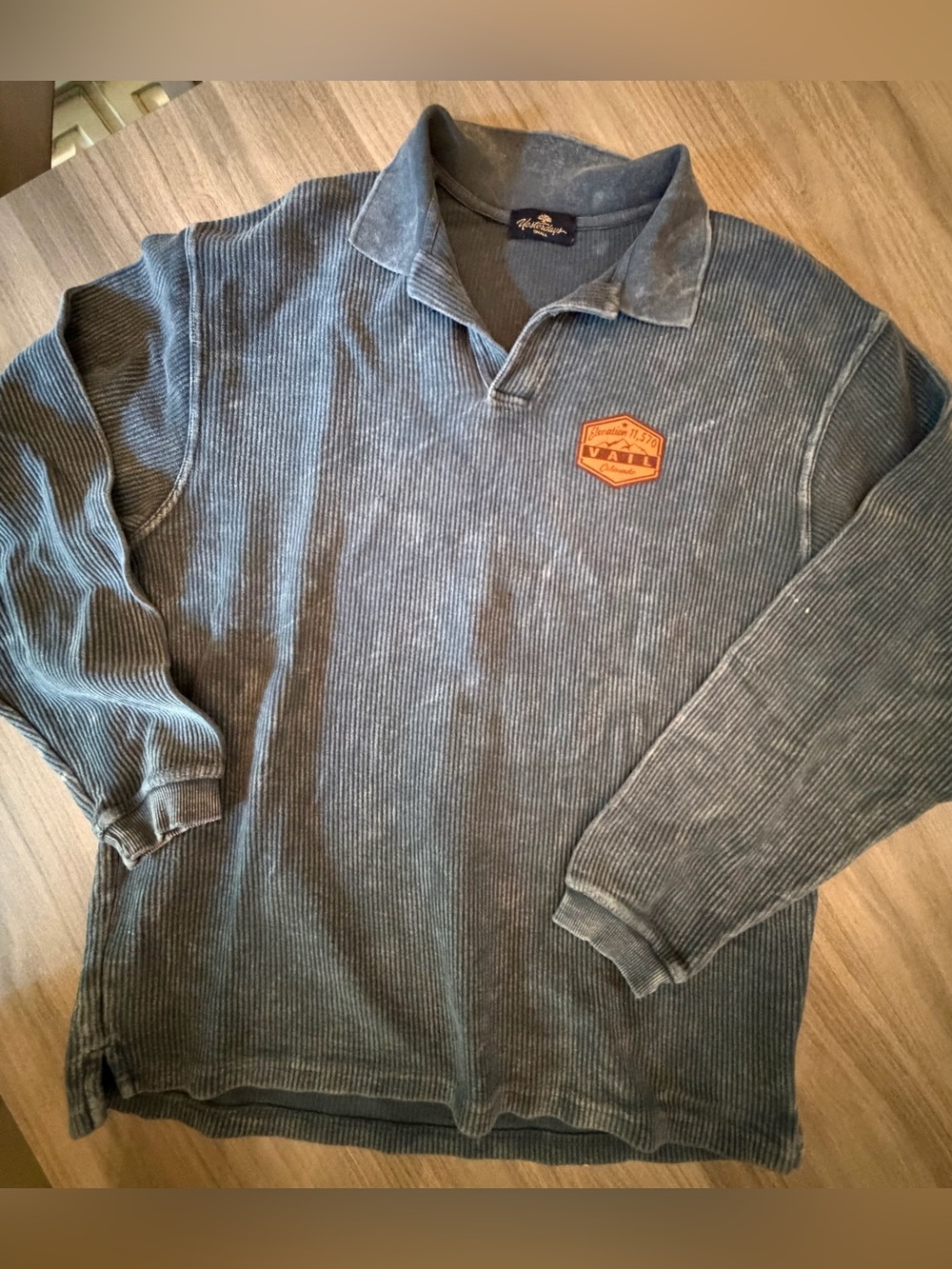 Yesterday’s Brand Vintage-Style Men's Long Sleeve Corduroy Polo Shirt - Blue